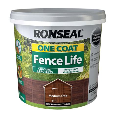 ronseal one coat fence life medium oak.